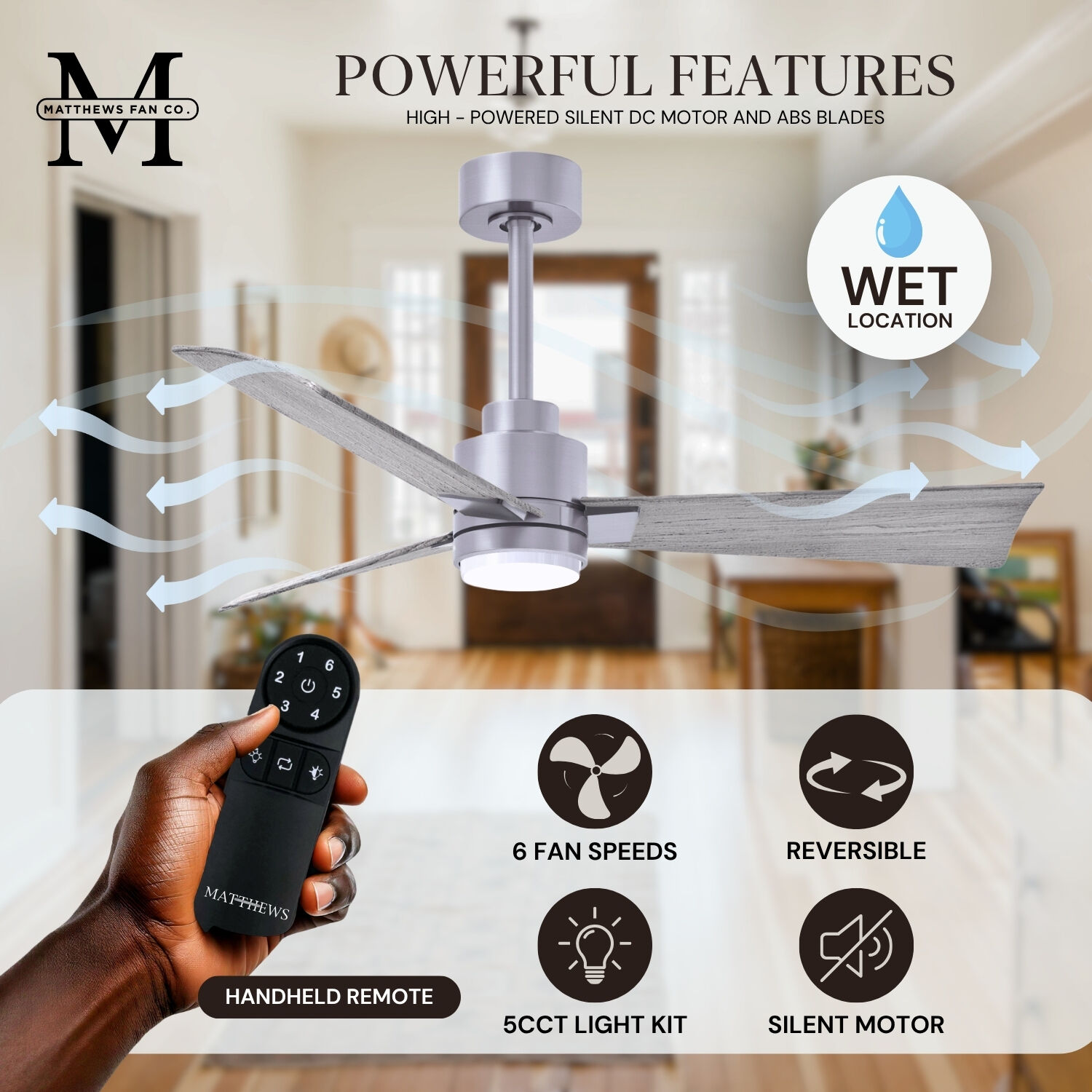 Atlas Alessandra - LK 72 inch Brushed Nickel with Barn Wood Tone Blades Ceiling Fan